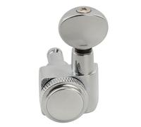 Musiclily Pro R18K 18:1 Ratio Individuales 2-Pin Clavija de Afinación Bloqueo Lado Agudo Clavijero Bloqueantes con Botón Oval Vintage para Guitarra Eléctrica Fender Strat Tele, Cromado