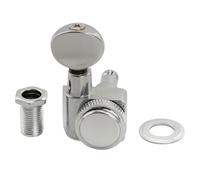 Musiclily Pro R18K 18:1 Ratio Individuales 2-Pin Clavija de Afinación Bloqueo Lado Graves Clavijero Bloqueantes con Botón Oval Vintage para Guitarra Eléctrica Fender Strat Tele, Cromado