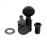 Musiclily Pro R18K 18:1 Ratio Individuales Clavija de Afinación Bloqueo Lado Agudo Clavijero Bloqueantes con Botón Oval Vintage para Guitarra Eléctrica Fender Strat Tele, Negro