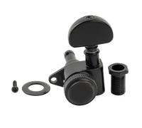 Musiclily Pro R18K 18:1 Ratio Individuales Clavija de Afinación Bloqueo Lado Agudo Clavijero Bloqueantes con Botón Media Luna Tornillo 90° para Guitarra Eléctrica Acústica, Negro