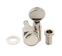 Musiclily Pro R18K 18:1 Ratio Individuales Clavija de Afinación Bloqueo Lado Agudo Clavijero Bloqueantes con Botón Oval Vintage para Guitarra Eléctrica Fender Strat Tele, Nickel