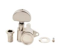 Musiclily Pro R18K 18:1 Ratio Individuales Clavija de Afinación Bloqueo Lado Graves Clavijero Bloqueantes con Botón Media Luna para Guitarra Eléctrica Acústica, Nickel