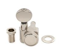 Musiclily Pro R18K 18:1 Ratio Individuales Clavija de Afinación Bloqueo Lado Graves Clavijero Bloqueantes con Botón Oval Vintage para Guitarra Eléctrica Fender Strat Tele, Nickel