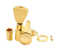 Musiclily Pro R18K 18:1 Ratio Individuales Clavija de Afinación Bloqueo Lado Graves Clavijero Bloqueantes con Botón Keystone para Guitarra Eléctrica Acústica, Dorado