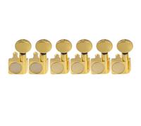 Musiclily Pro R18K-21 Zurdos 6-en-Línea 18:1 2-Pin Clavijas Dorado | Escalonadas,Clavijeros Sellado,Botón Ovalado Vintage, para Guitarra Eléctrica tipo Fender Strat Tele