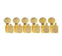 Musiclily Pro R18K-22 6-en-Línea 18:1 2-Pin Clavijas Escalonadas Dorado | Clavijeros Sellado,Botón Ovalado Vintage, para Guitarra Eléctrica tipo Fender Strat Tele