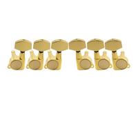 Musiclily Pro R18K 3L3R Clavijas de Afinación 18:1 Ratio Sellado Clavijeros con Botón Hexagonal Grande para Guitarra Eléctrica Acústica, Dorado