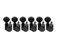 Musiclily Pro R18K 6 en línea 2-Pin Clavijas de Afinación Bloqueo 18:1 Ratio Clavijeros Bloqueantes con Botón Oval Vintage para Guitarra Eléctrica Fender Strat Tele, Negro