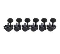 Musiclily Pro R18T-09 Zurdos 6-en-Línea 18:1 Vintage Clavijas Bloqueo Negro | Clavijeros Híbrido Semi-Sellado,Botón Ovalado, para Guitarra Eléctrica Fender Squier Strat Tele