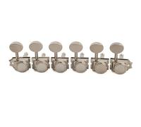 Musiclily Pro R18T-10 6 en Línea 18:1 Ratio Clavijas Bloqueo Vintage Nickel | Semicerrado,Híbrido Clavijeros Bloqueantes, con Botón Ovalado, para Guitarra Eléctrica Tipo Fender Squier Strat Tele