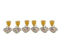 Musiclily Pro R18T 3R3L Semi-scellée Mécaniques à Blocage 18:1 Ratio Vintage Hybride Locking Tuners avec Bouton Keystone pour Guitare Acoustique électrique, Nickel