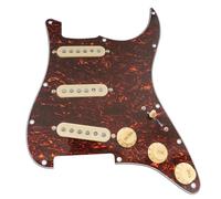Musiclily Pro SE SSS Golpeador Precableado Pre-wired Loaded Pickguard con Pastillas Staggered Alnico 5 Single Coil Pickups para Guitarra Eléctrica Tipo Strato, 4 capas Red Tortoise