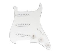 Musiclily Pro SE SSS Golpeador Precableado Pre-wired Loaded Pickguard con Pastillas Staggered Alnico 5 Single Coil Pickups para Guitarra Eléctrica Tipo Strato, 3 capas Blanco