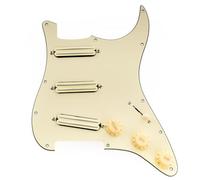 Musiclily Pro-SE ST-DPHA SSS Golpeador Precableado Pre-wired Pickguard con Alnico 5 Mini Rail Humbucker para Guitarra Eléctrica tipo Strat, 3 capas Crema