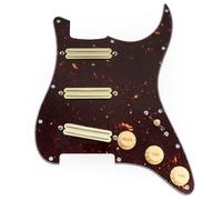 Musiclily Pro-SE ST-DPHA SSS Golpeador Precableado Pre-wired Pickguard con Alnico 5 Mini Rail Humbucker para Guitarra Eléctrica tipo Strat,4 capas Tortoise Shell