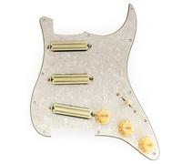 Musiclily Pro-SE ST-DPHA SSS Golpeador Precableado Pre-wired Pickguard con Alnico 5 Mini Rail Humbucker para Guitarra Eléctrica tipo Strat, 4 capas Aged White Pearl