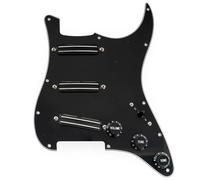 Musiclily Pro-SE ST-DPHC SSS Golpeador Precableado Pre-wired Pickguard con Mini Rail Humbucker Cerámico para Guitarra Eléctrica tipo Strat, 3 capas Negro