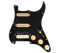 Musiclily Pro SE ST-HSS-60SE Golpeador Precableado con Pastillas Alnico 5 Super Switch para Guitarra Eléctrica tipo Strat, 3 capas Negro con Pastilla Zebra