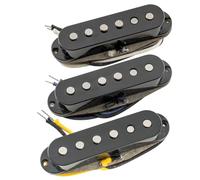 Musiclily Pro ST-60S Staggered Alnico 5 Pastillas Single Coil Mástil Medio Puente Pickups Set 5,8K para Guitarra Eléctrica estilo Strat, Negro