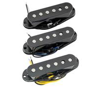 Musiclily Pro ST-60SE Staggered Alnico 5 Pastillas Single Coil Mástil Medio Puente Pickups Set para Guitarra Eléctrica tipo Strat, Negro