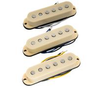 Musiclily Pro ST-60SE Staggered Alnico 5 Pastillas Single Coil Mástil Medio Puente Pickups Set para Guitarra Eléctrica tipo Strat, Crema