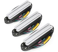 Musiclily Pro ST-DPHA Alnico 5 Rail Blade Pastillas Humbucker Formato Single Coil Pickups 13,2K Super Distortion para Guitarra Eléctrica tipo Strat, Cuerpo Blanco Rail Cromado (Set de 3)