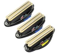 Musiclily Pro ST-DPHC Cerámico Rail Blade Pastillas Humbucker Formato Single Coil Mástil Medio Puente Set para Guitarra Eléctrica tipo Strat, Cuerpo Crema Rail Cromado