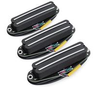 Musiclily Pro ST-DPHC Cerámico Rail Blade Pastillas Humbucker Formato Single Coil Pickups 13,2K Super Distortion para Guitarra Eléctrica tipo Strat, Cuerpo Negro Rail Cromado(Set de 3)