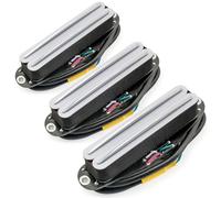 Musiclily Pro ST-DPHC Cerámico Rail Blade Pastillas Humbucker Formato Single Coil Pickups 13,2K Super Distortion para Guitarra Eléctrica tipo Strat, Cuerpo Blanco Rail Negro(Set de 3)