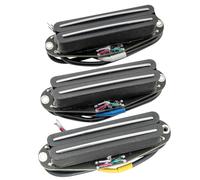 Musiclily Pro ST-DPMC Cerámico Rail Blade Pastillas Humbucker Formato Single Coil Pickups Set Super Distortion para Guitarra Eléctrica tipo Strat, Cuerpo Negro Rail Cromado