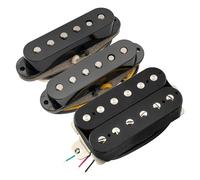 Musiclily Pro ST-TX Alnico 5 Staggered Pastillas Single Coil y Humbucker Descubierta ST-HSS Mástil Medio Puente Pickups Set para Guitarra Eléctrica tipo Strat, Negro