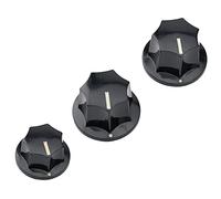 Musiclily Pro Tamaño Métrico 18 Splines 2 Botones Grandes y 1 Pequeño Jazz Bass Perillas Set para Asia Import Guitarra o Bajo Split Shaft Pots, Negro
