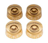 Musiclily Pro Tamaño Métrico 18 Splines Botones de Potenciómetros Cilíndrica Perillas para Asia Import Guitarra o Bajo Split Shaft Pots, Oro(Juego de 4)