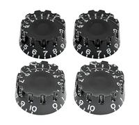 Musiclily Pro Tamaño Métrico 18 Splines Botones de Potenciómetros Knurled Cilíndrica Perillas para Asia Import Guitarra o Bajo Split Shaft Pots, Negro (Juego de 4)
