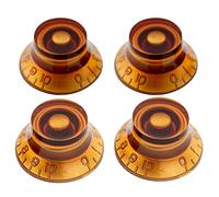 Musiclily Pro Tamaño Métrico 18 Splines Botones de Potenciómetros Sombrero Perillas para Asia Import Guitarra o Bajo Split Shaft Pots, Ámbar(Juego de 4)