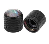 Musiclily Pro Tamaño Métrico 18-Splines Push-on Perillas de Domo Abalone Top Botón de Potenciómetro para Guitarra Eléctrica Telecaster o Bajo, Negro (Juego de 2)