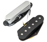 Musiclily Pro TL-60S Alnico 5 Pastillas Tele Single Coil Mástil Puente Pickups Set para Guitarra Eléctrica Telecaster, Cromado