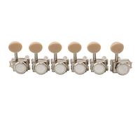 Musiclily Pro Vintage Estilo Híbrido 6 en Línea Clavijeros Bloqueo Locking Tuners Clavijas Afinación para Guitarra Eléctrica Squier Classic Vibe Strat/Tele, Níquel Botones Oval Plástico
