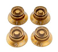Musiclily Pro Zurdas Imperial Pulgadas Tamaño Botones de Potenciómetros Forma de Sombrero Perillas para USA Guitarra Eléctrica Les Paul Style, Oro (Juego de 4)