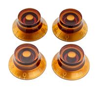 Musiclily Pro Zurdas Imperial Pulgadas Tamaño Botones de Potenciómetros Forma de Sombrero Perillas para USA Guitarra Eléctrica Les Paul Style,Ámbar (Juego de 4)