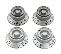 Musiclily Pro Zurdas Imperial Pulgadas Tamaño Botones de Potenciómetros Top Hat Knobs Perillas para USA Guitarra Eléctrica Les Paul Style, Plateado (Juego de 4)