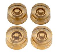 Musiclily Pro Zurdas Tamaño Métrico 18 Splines Botones de Potenciómetros Cilíndrica Perillas para Asia Import Guitarra o Bajo Split Shaft Pots, Oro(Juego de 4)