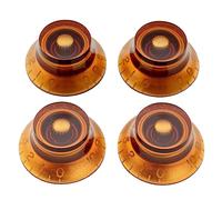 Musiclily Pro Zurdas Tamaño Métrico 18 Splines Botones de Potenciómetros Sombrero Perillas para Asia Import Guitarra o Bajo Split Shaft Pots, Ámbar (Juego de 4)