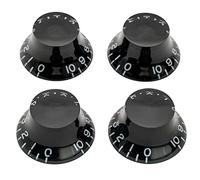 Musiclily Pro Zurdas Tamaño Métrico 18 Splines Botones de Potenciómetros Sombrero Perillas para Asia Import Guitarra o Bajo Split Shaft Pots,Negro (Juego de 4)