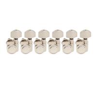 Musiclily Pro Zurdos 6 en línea 2-Pin Clavijas de Afinación Bloqueo 18:1 Ratio Clavijeros Bloqueantes con Botón Hex para Guitarra Eléctrica Fender Strat Tele, Nickel