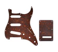 Musiclily SSS Set de Pickguard Golpeador y Placa Trasera Strat para Fender American/México Standard Stratocaster Estilo Moderno, 4 capas Red Tortoise