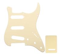 Musiclily SSS Set de Pickguard Golpeador y Placa Trasera Strat para Fender American/México Standard Stratocaster Estilo Moderno, 1 capa Crema