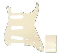 Musiclily SSS Set de Pickguard Golpeador y Placa Trasera Strat para Fender American/México Standard Stratocaster Estilo Moderno, 3 capas Crema