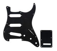 Musiclily SSS Set de Pickguard Golpeador y Placa Trasera Strat para Fender American/México Standard Stratocaster Estilo Moderno, 1 capa Negro