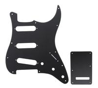 Musiclily SSS Set de Pickguard Golpeador y Placa Trasera Strat para Fender American/México Standard Stratocaster Estilo Moderno, 1 capa Negro Mate